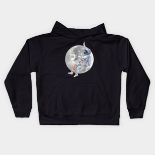 Coffee Astronaut Relaxing On The Moon Kids Hoodie